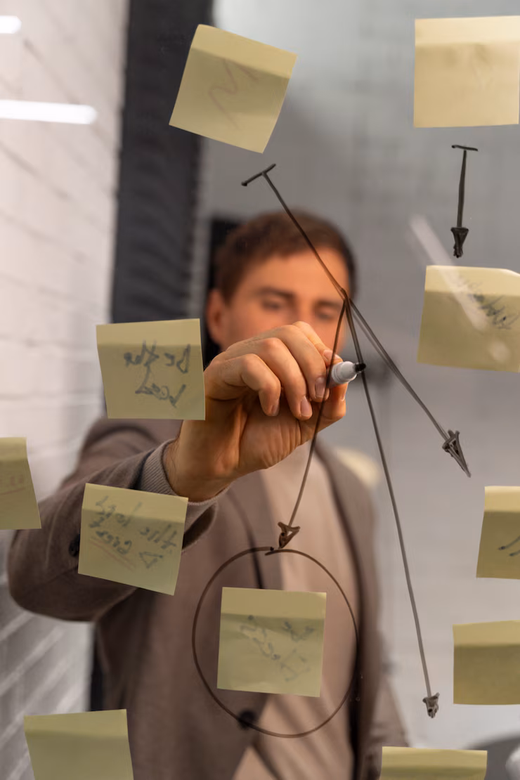 business strategy planning session with charts and graphs